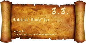 Babits Beáta névjegykártya