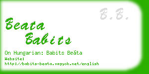 beata babits business card